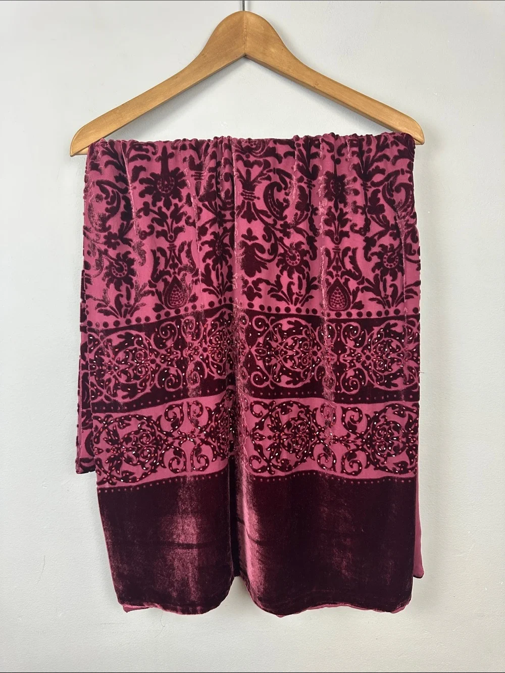 Dark Romantic Embellished Beaded Velvet Burnout Scarf Shrug Shawl